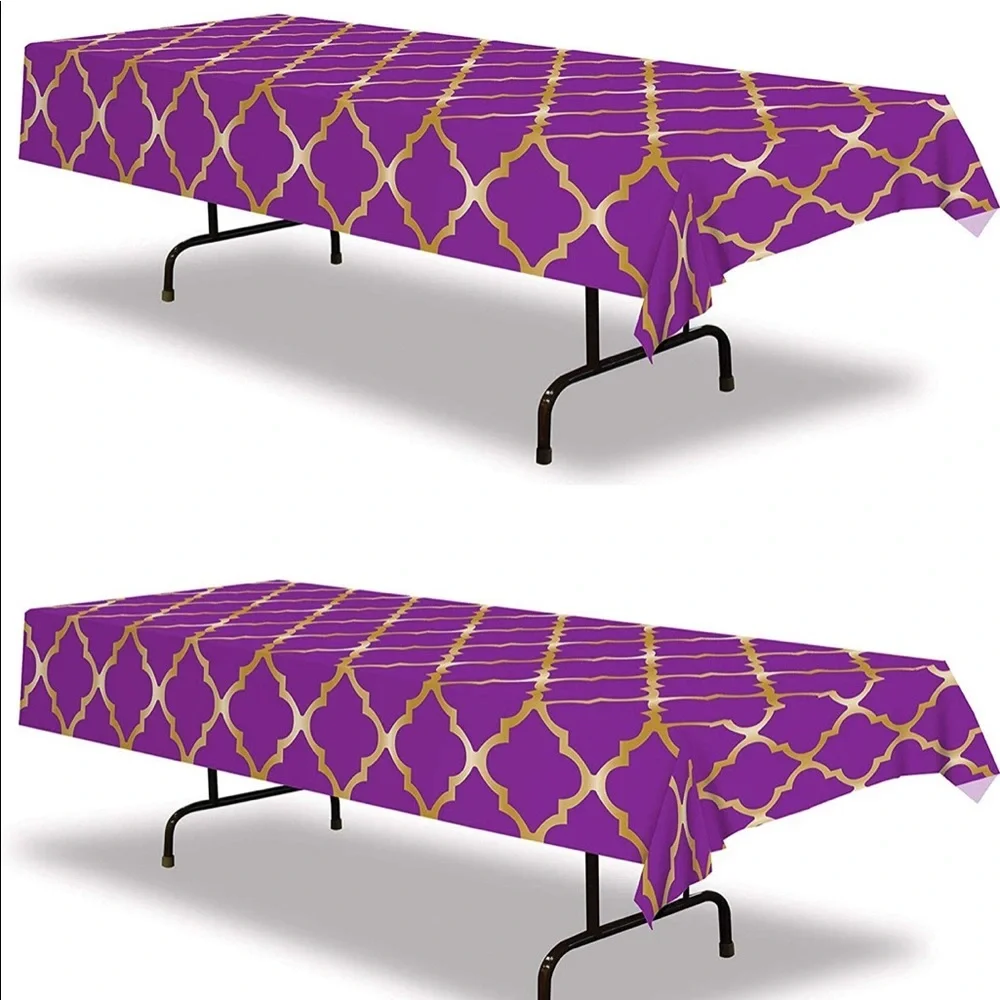 🆕Purple & gold lattice tablecloth Arabian nights